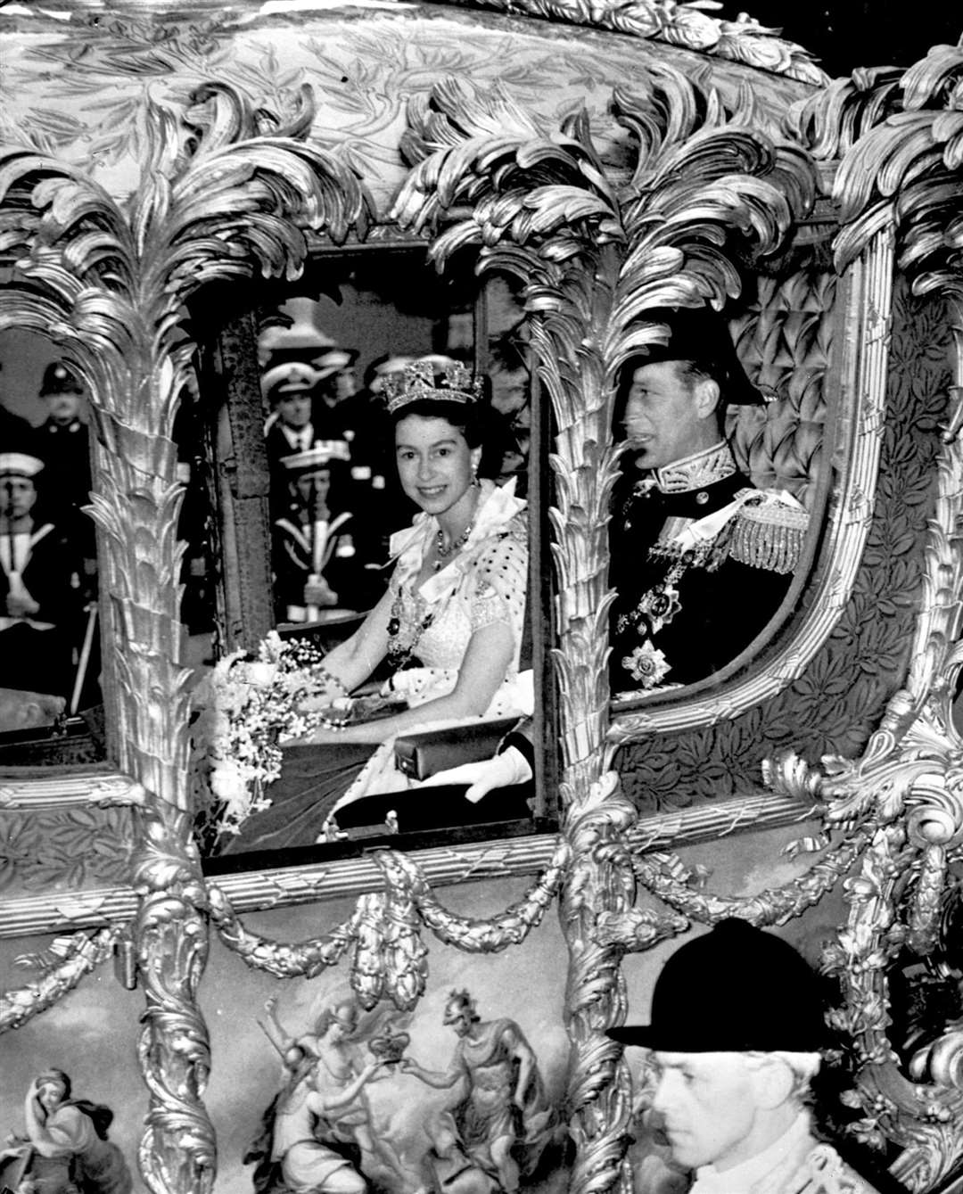 The Queen, accompanied by the Duke of Edinburgh, on her way to the abbey in 1953 (PA)