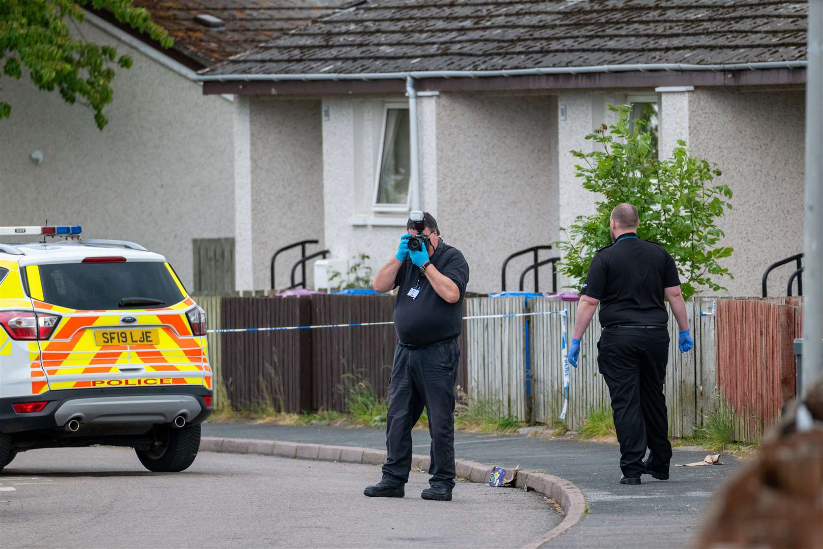 Police investigation at the scene of a stabbing on Milton Drive in Buckie. Picture: JasperImage