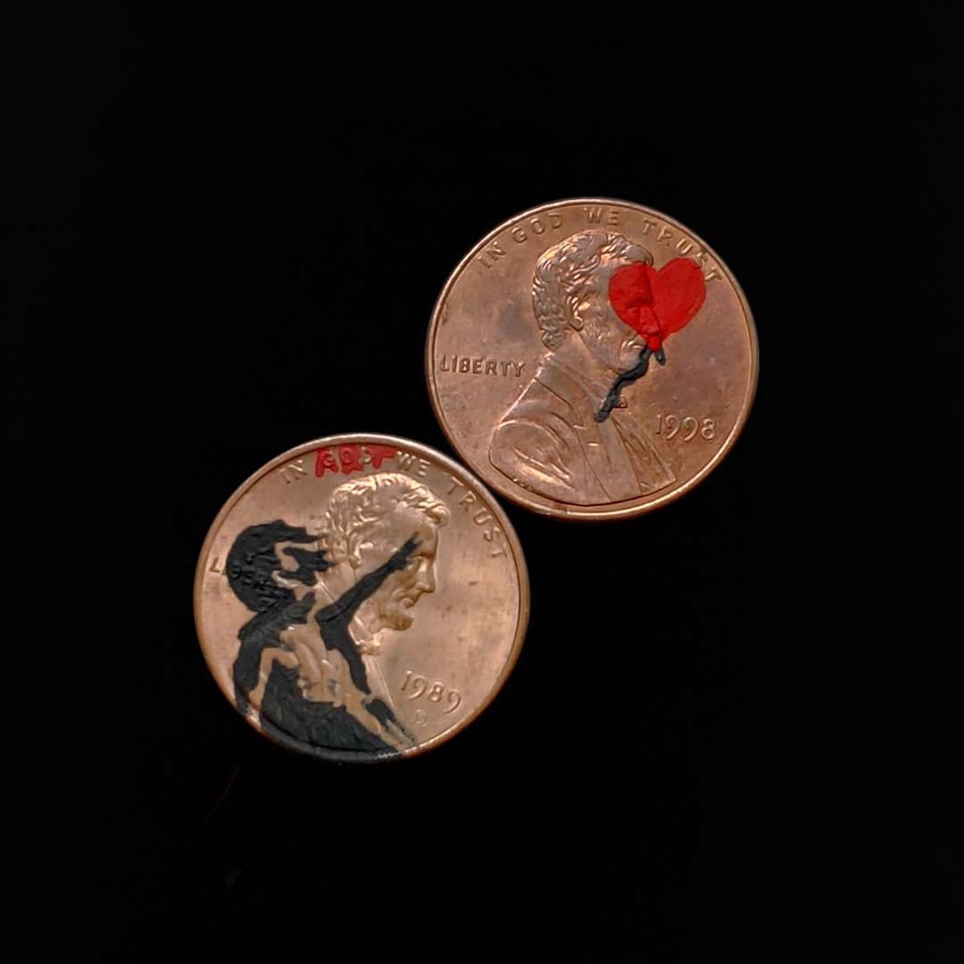 Cody TheCreative’s painting of Banksy’s Girl with Balloon on pennies (Cody TheCreative/Penny Pop Art)