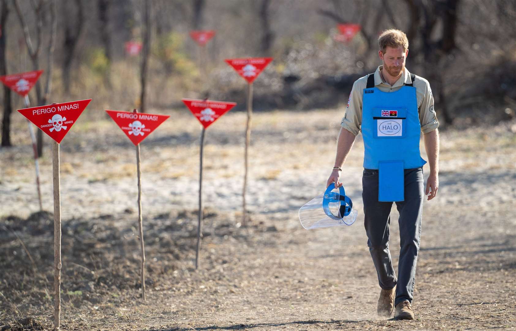 Harry walked through a minefield in Angola in 2019 (Dominic Lipimski/PA)