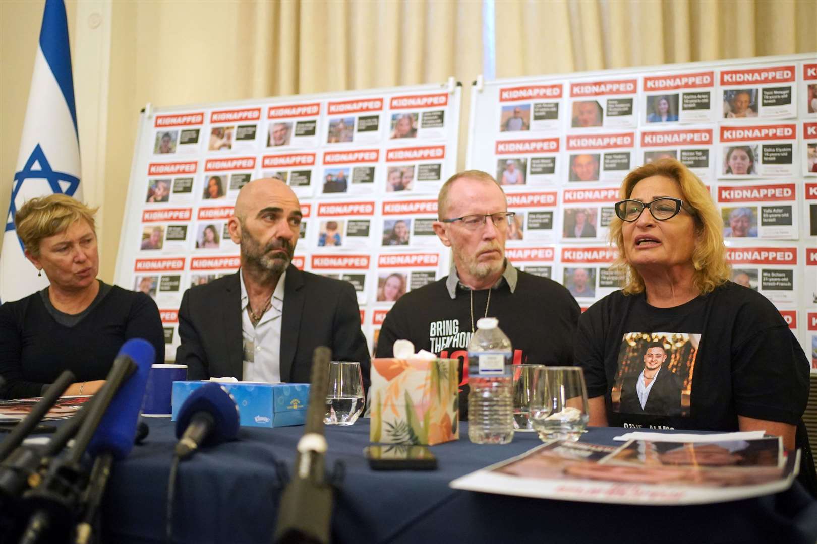 Family members of Israeli hostages who are being held in Gaza, including Thomas Hand (second right) (Victoria Jones/PA)