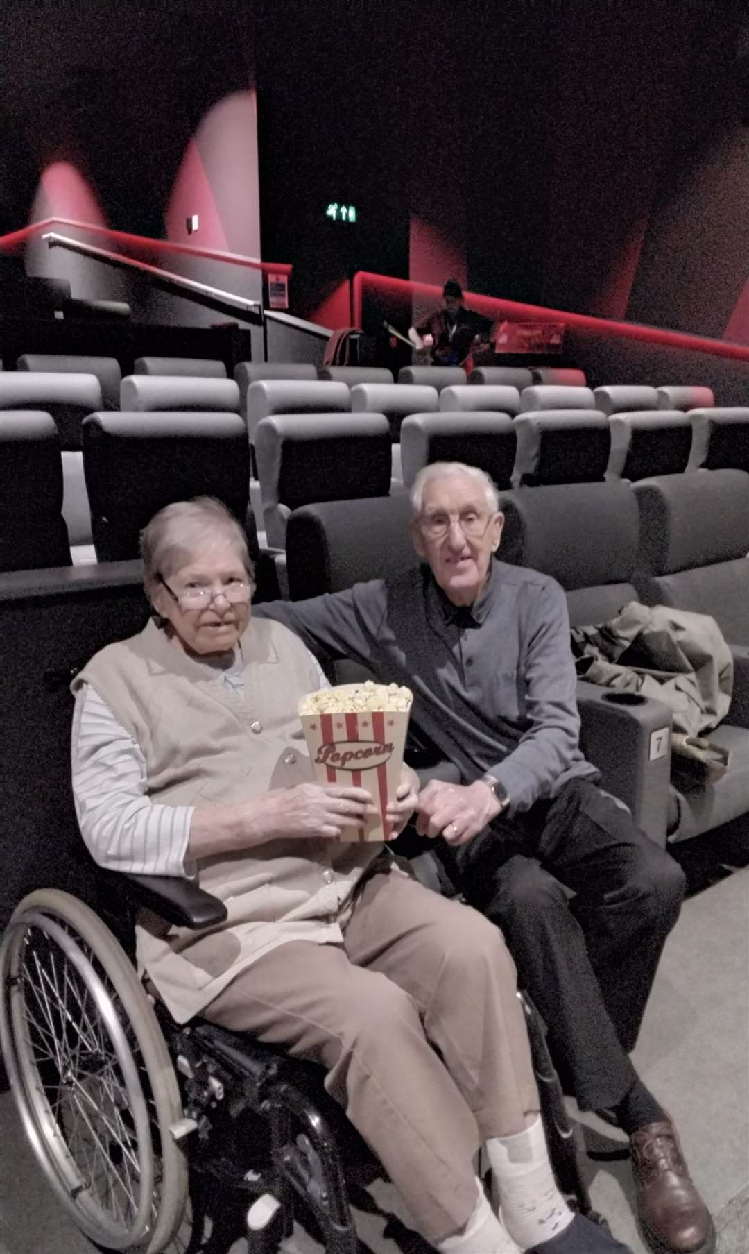 Hilda and Louie Neil took a trip down memory lane for Valentine's Day by recreating their very first date with a visit to the cinema.