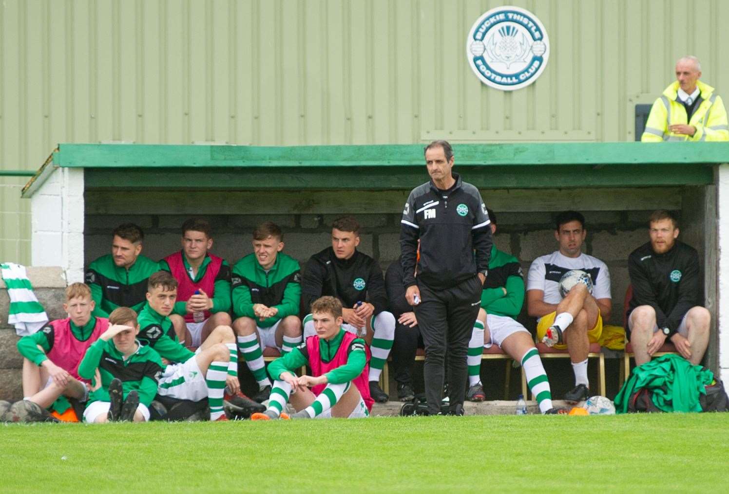 Frank McGettrick in the dugout for Buckie Thistle.