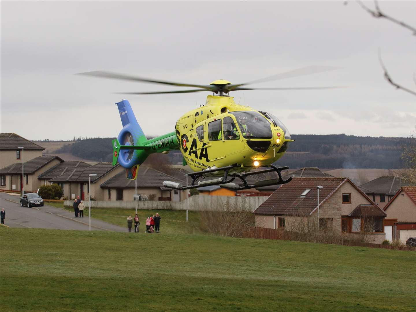 Helimed 79 heads off to Aberdeen after assisting with a casualty in Turriff.