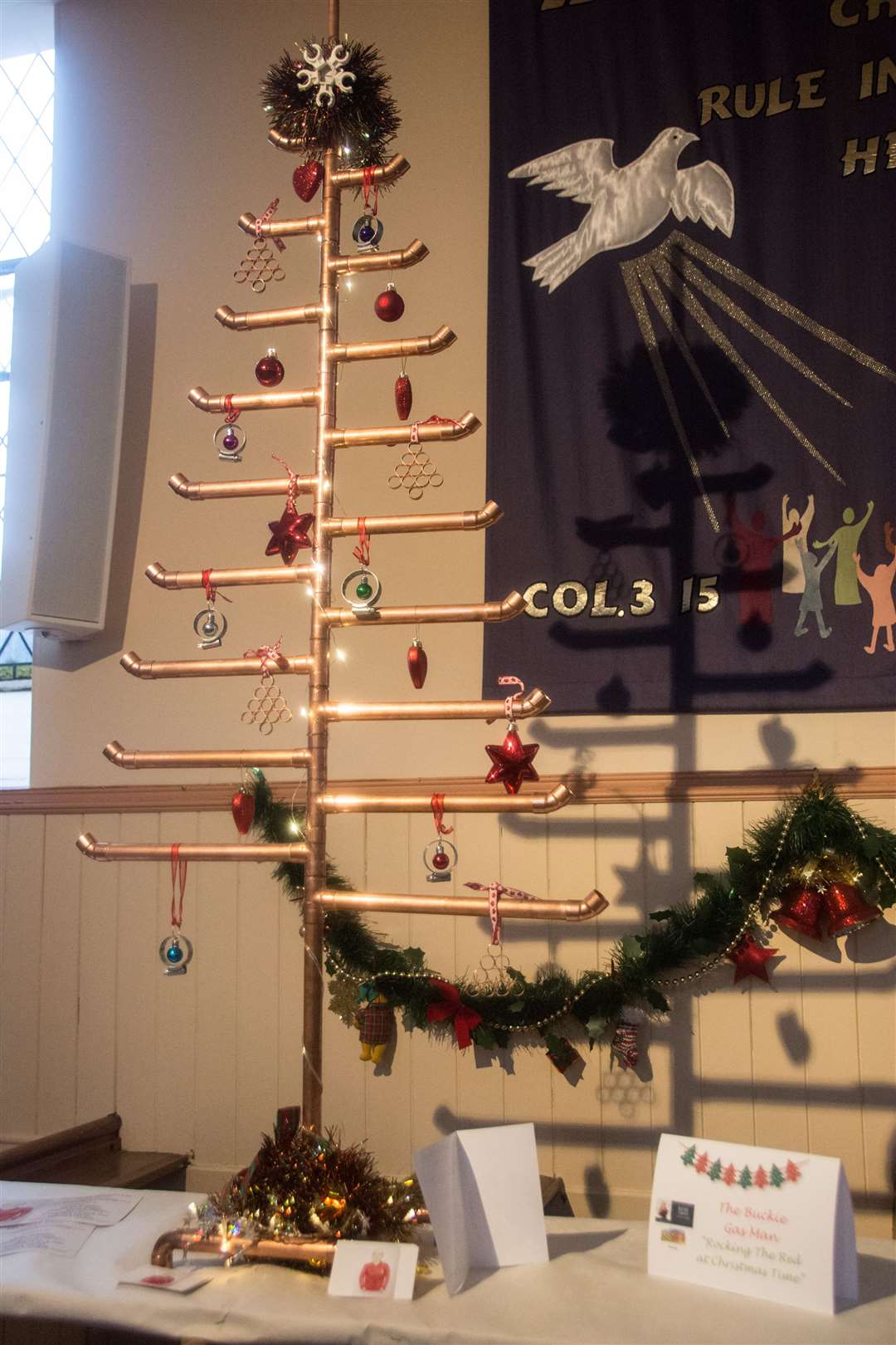 The copper pipe "Gas Man" Christmas tree. Picture: Becky Saunderson.