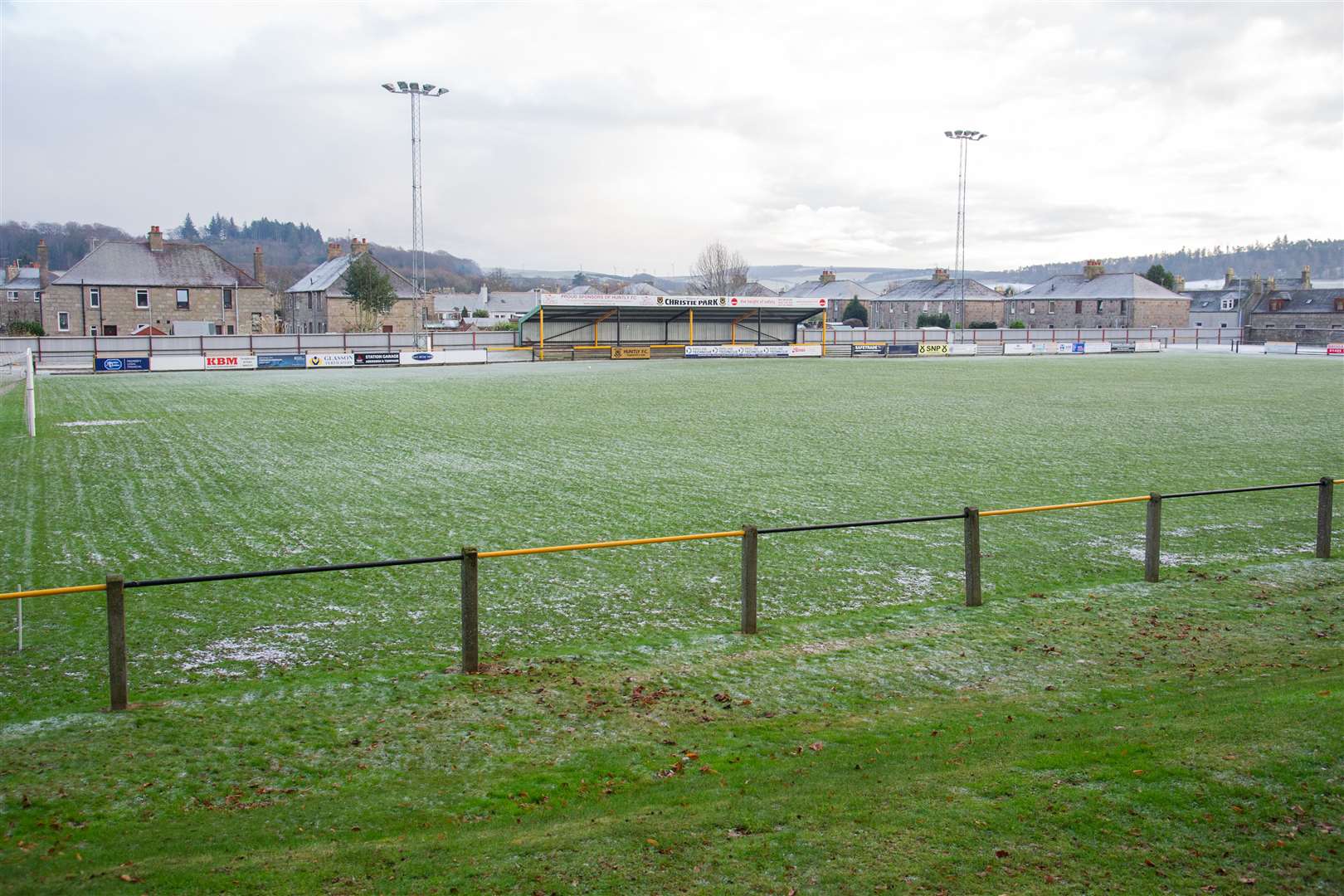 Christie Park, home of Huntly FC, has been affected by the winter weather. ..Picture: Daniel Forsyth..