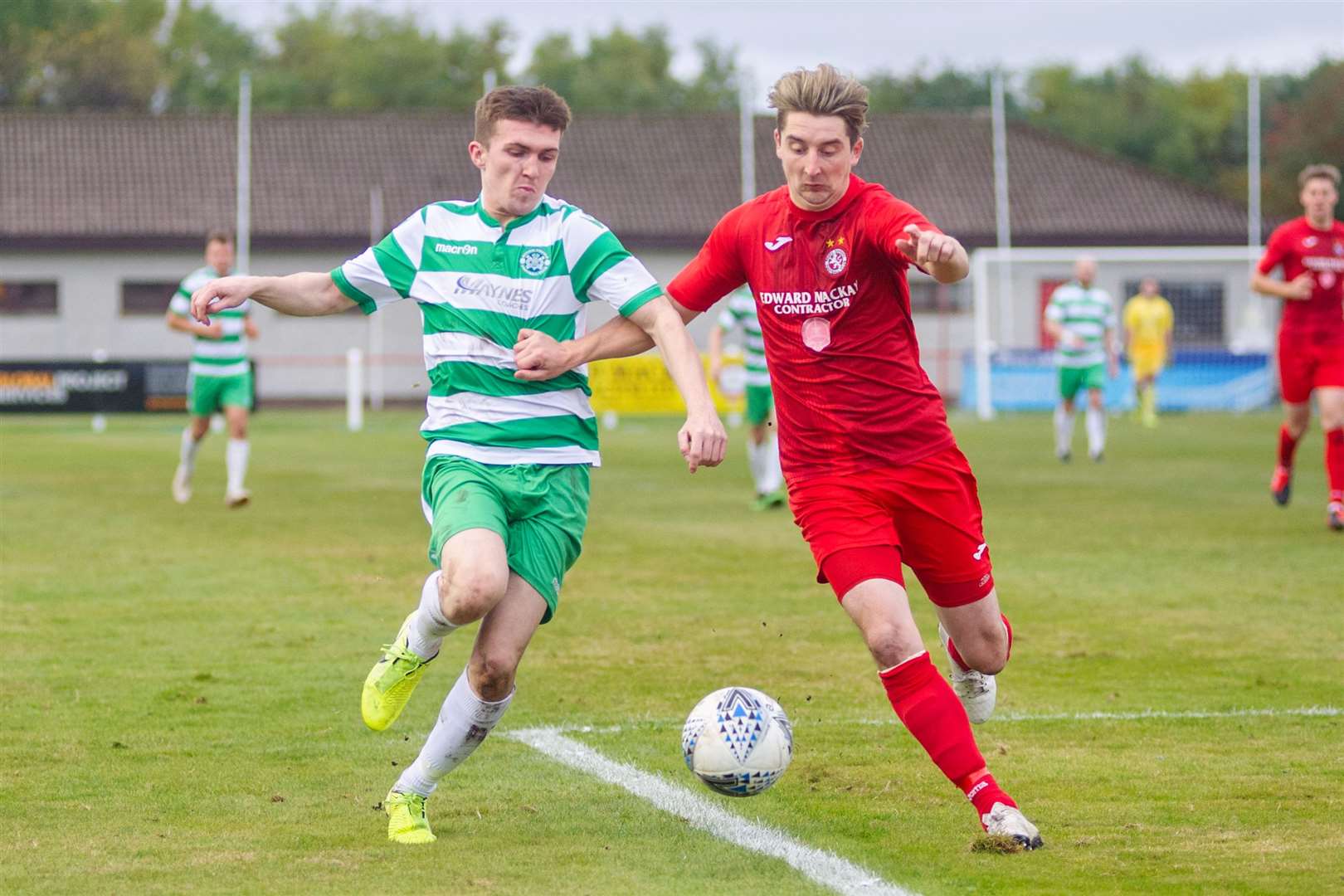 New Huntly signing Callum Murray (left0 began his Highland League career at Buckie Thistle but his time at Forres Mechanics was brief. Picture: Daniel Forsyth..