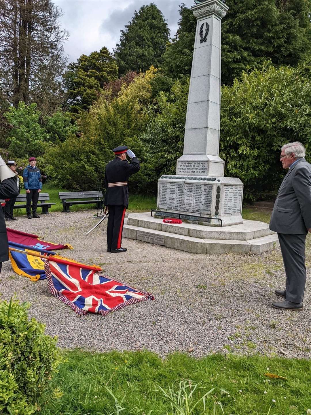 Representatives laid wreaths at a memorial for the 40th anniversary of the end of the Falklands conflict