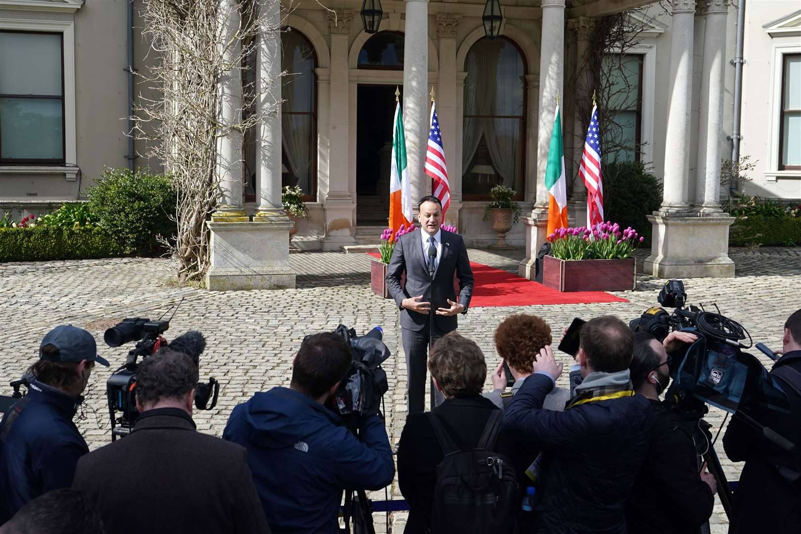 Taoiseach Leo Varadkar speaking to the media in Dublin (Niall Carson/PA)
