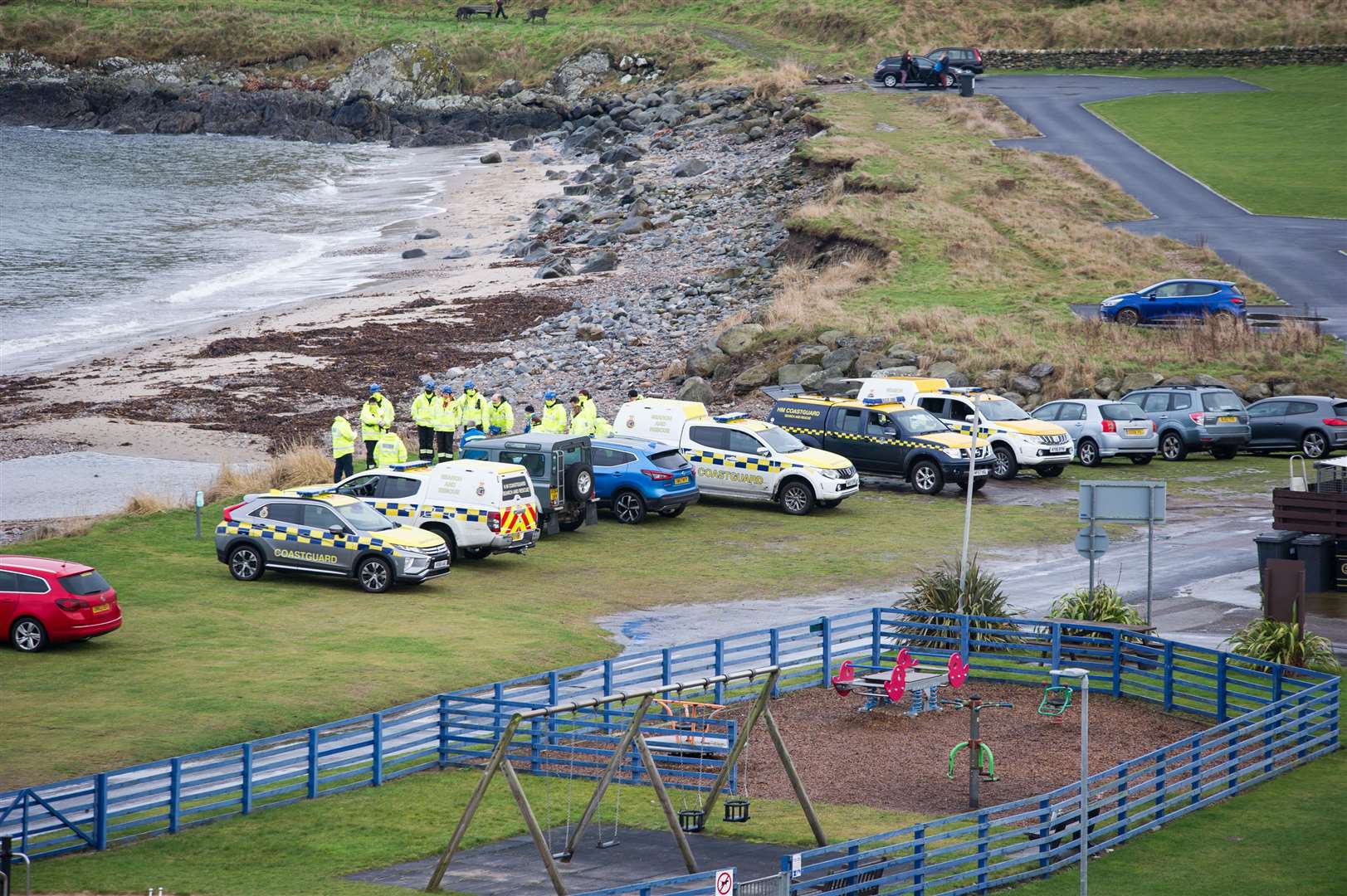 Coastguards involved in the search of the area around Portsoy Caravan Park. Picture: Becky Saunderson