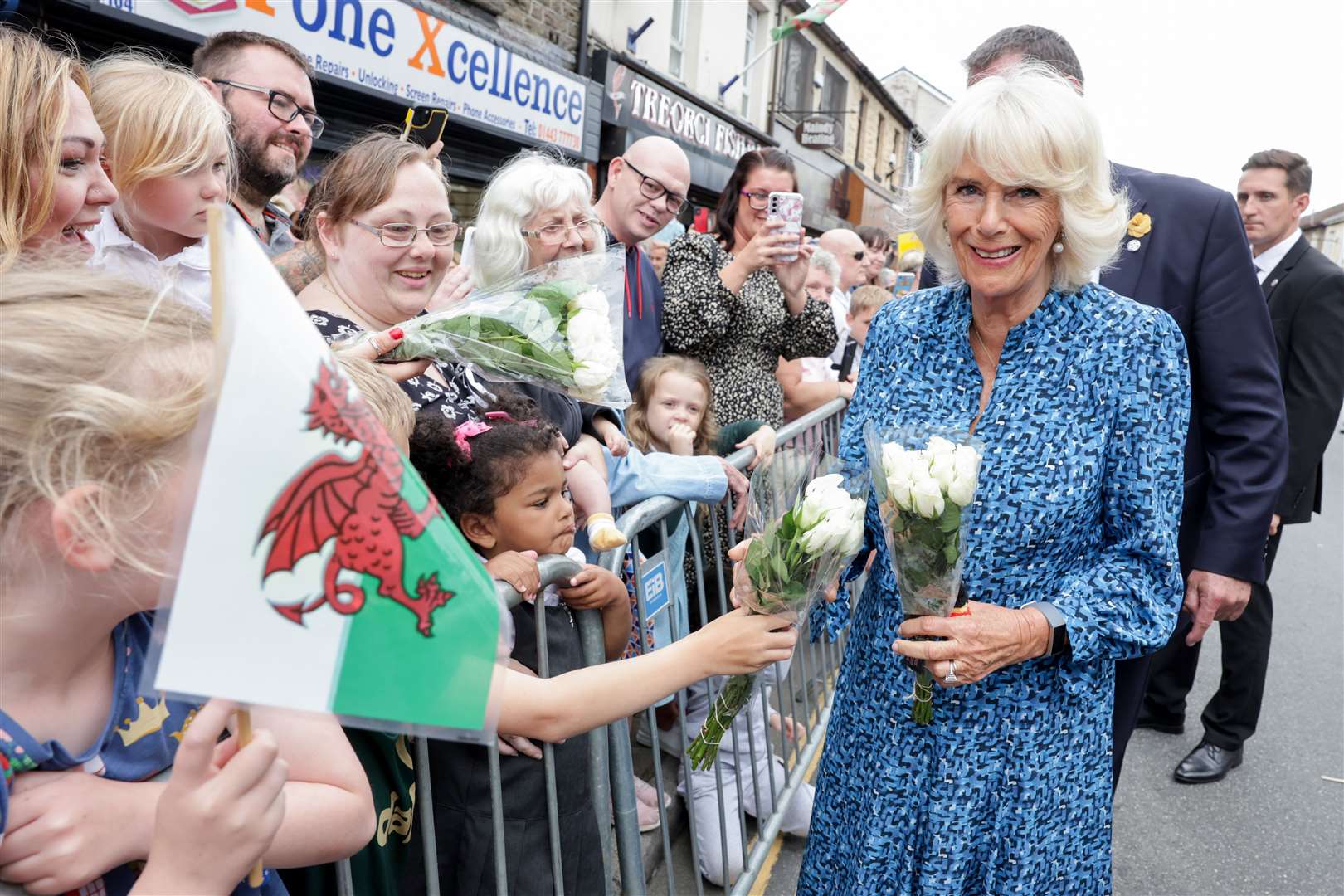 The Duchess of Cornwall receives some flowers (Chris Jackson/PA)