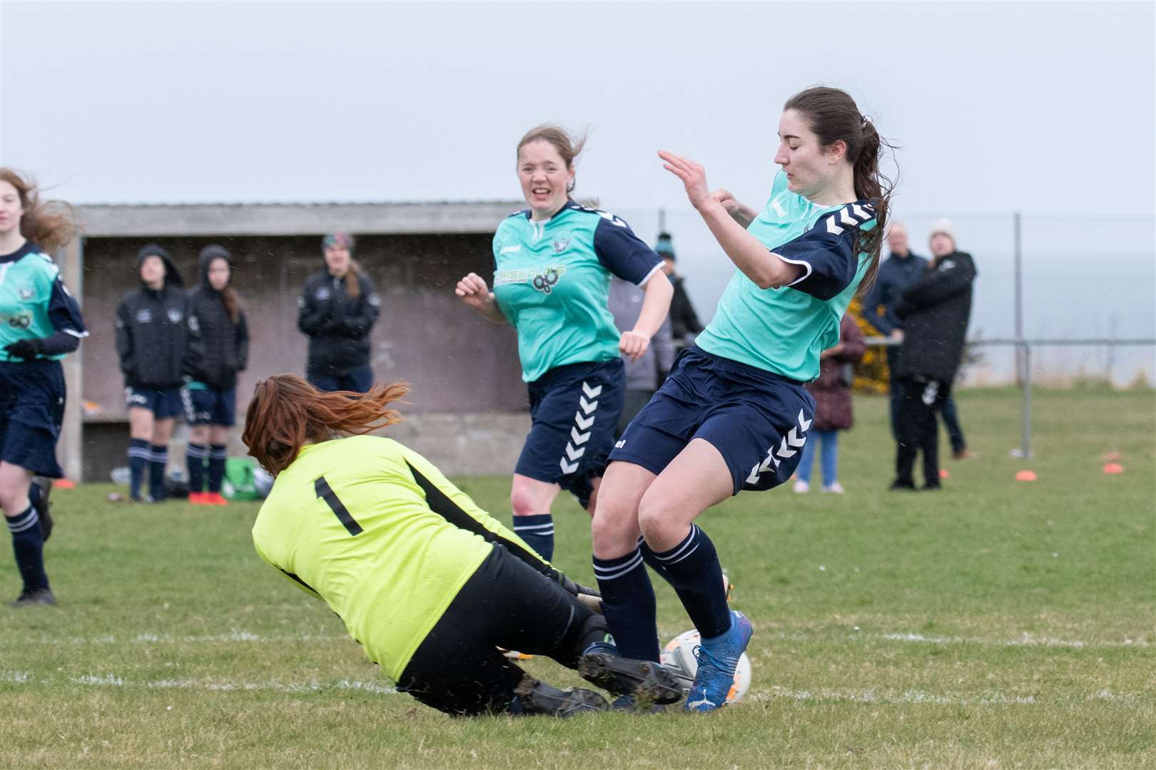 Catie Carter, pictured here in action against Sutherland, repeated her hat-trick feat against Orkney in the League Cup. Picture: Daniel Forsyth