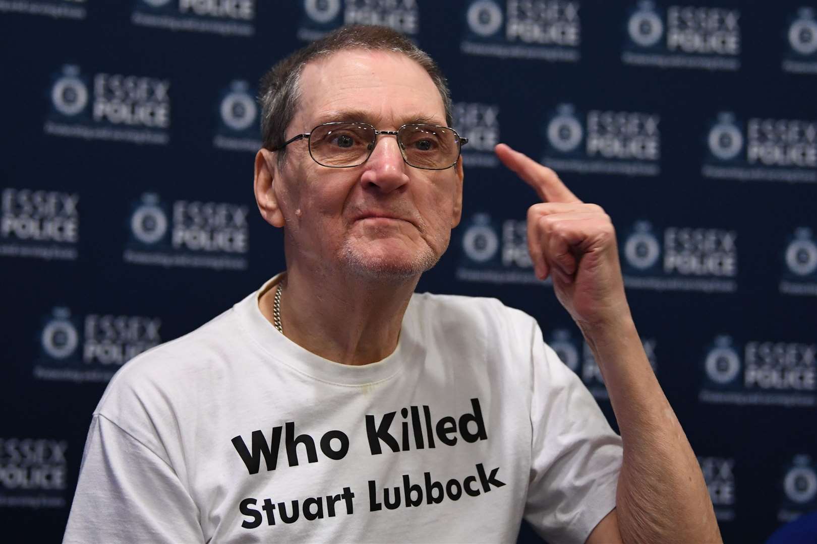 Terry Lubbock wearing a campaign T-shirt (PA)