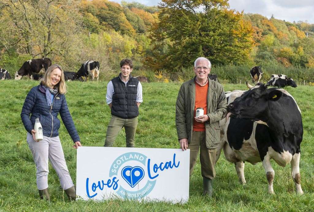 Head of Economic Development and Protective Services (left) Belinda Miller; Director of Forest Farm – The Organic Dairy, Angus Willis and leader of Aberdeenshire Council Jim Gifford have launched support for the campaign.