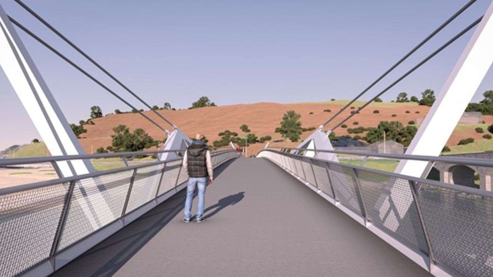 An artist's impression of the proposed Banff active travel bridge.