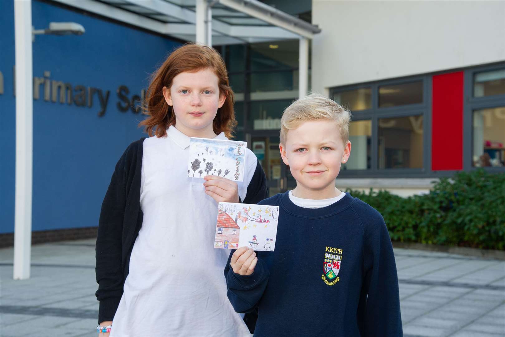 Georgina Lelej and Max Crawford...United Keith's Christmas card competition winners from Keith Primary School...Picture: Daniel Forsyth..