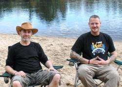 John Ord (at left) is pictured relaxing with brother-in-law James Mackintosh at the spot where he took his impromptu dip into the fast-flowing Spey. He later admitted that he was “lucky to be alive”.