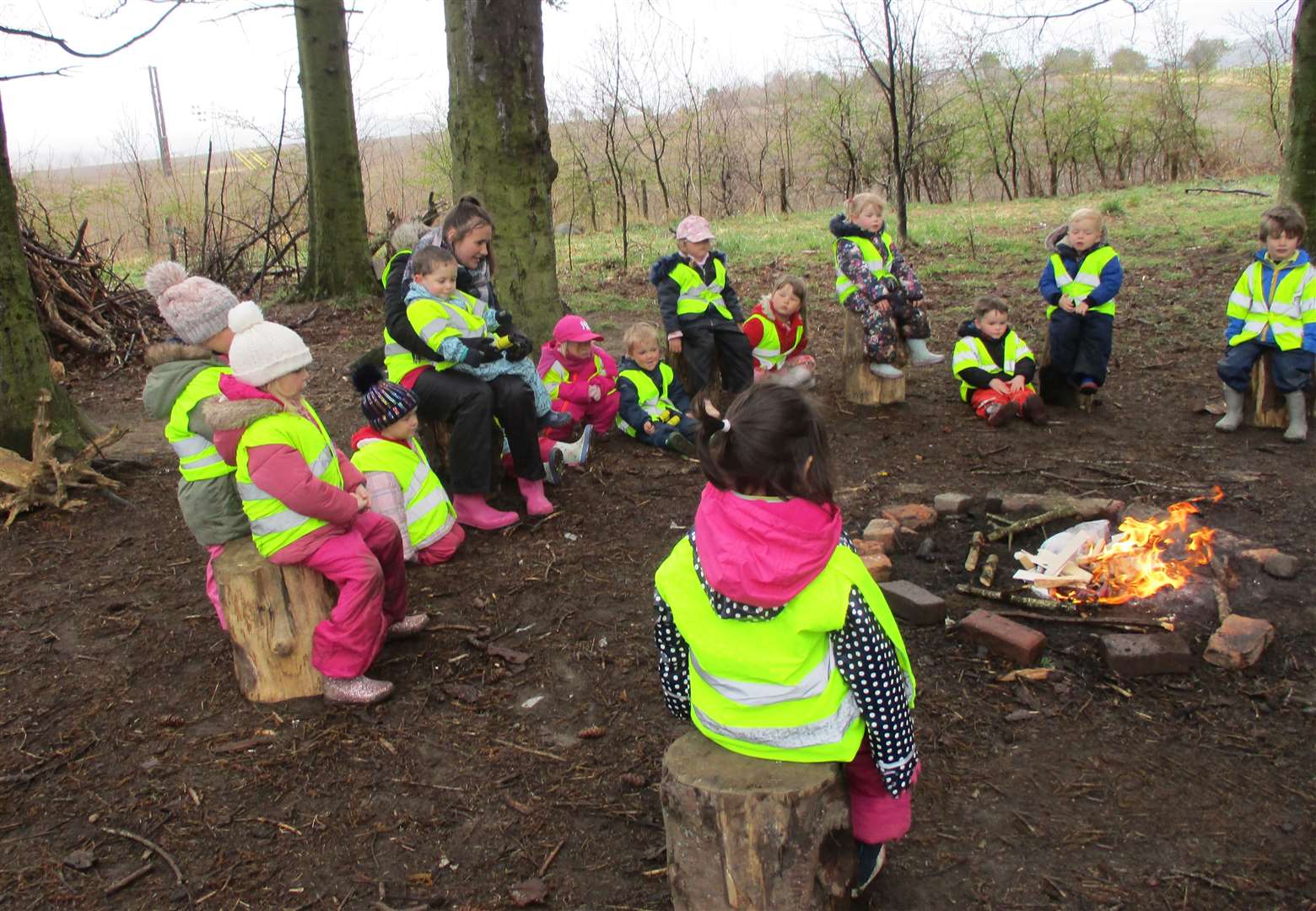 Children from Keith Play Centre enjoy a campfire at the wooded area, before the vandalism took place.