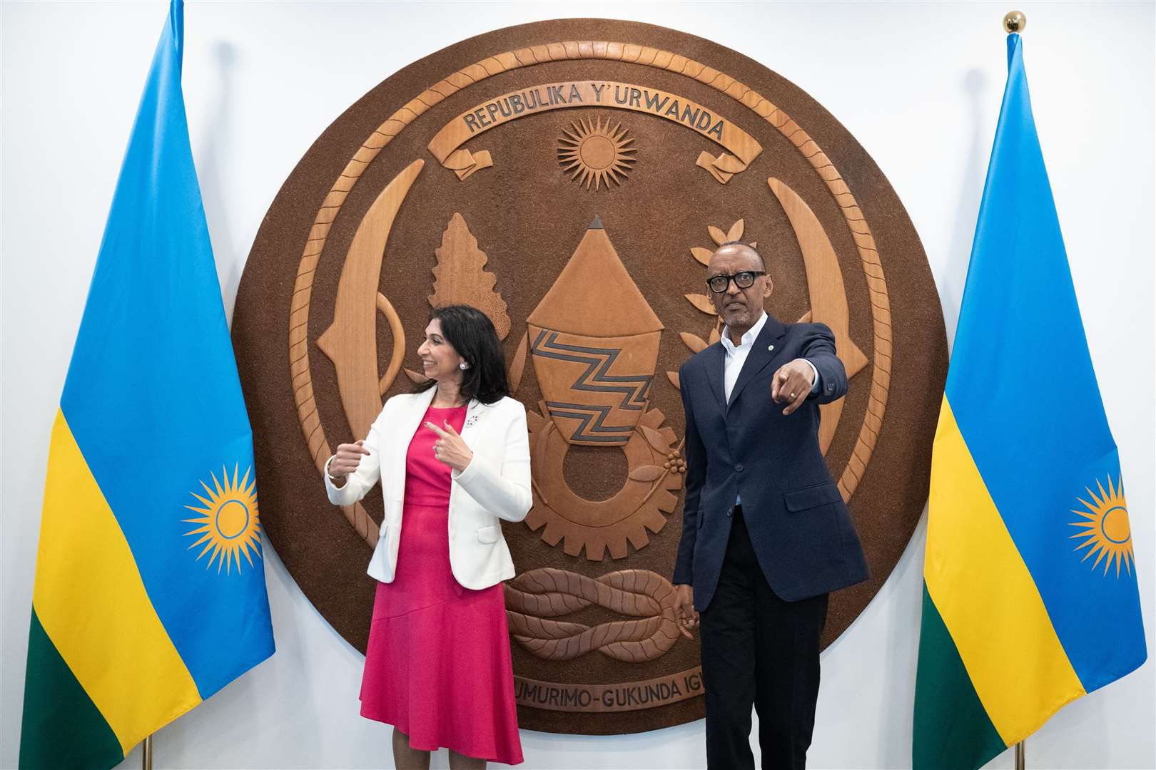 Suella Braverman meets Rwandan President Paul Kagame at his office in Kigali (Stefan Rousseau/PA)
