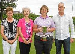 Louise Anderson (second right), of Duff House Royal Golf Club, was the winner of the Downie Trophy. From left: Joyce Alexander, Helen Downie, Louise Anderson and Alan Downie.