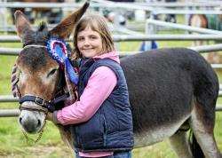 Young Lucy Shand of Lythe Brae Croft, Aberchirder is thrilled after her beloved Declan won the reserve champion in the donkey class at this year’s Turriff Show.