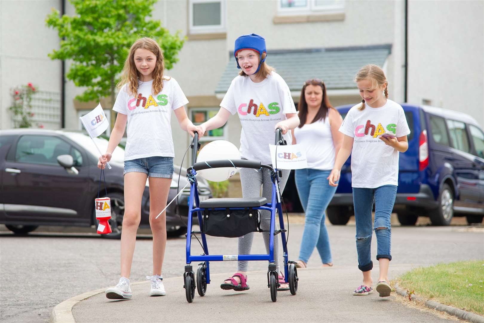 Ella Langdale (15) has Lennox gastaut syndrome and is walking 10km over 100 laps around her street in Elgin to raise money for the team at CHAS who have been helping look after her during lockdown...Picture: Daniel Forsyth..
