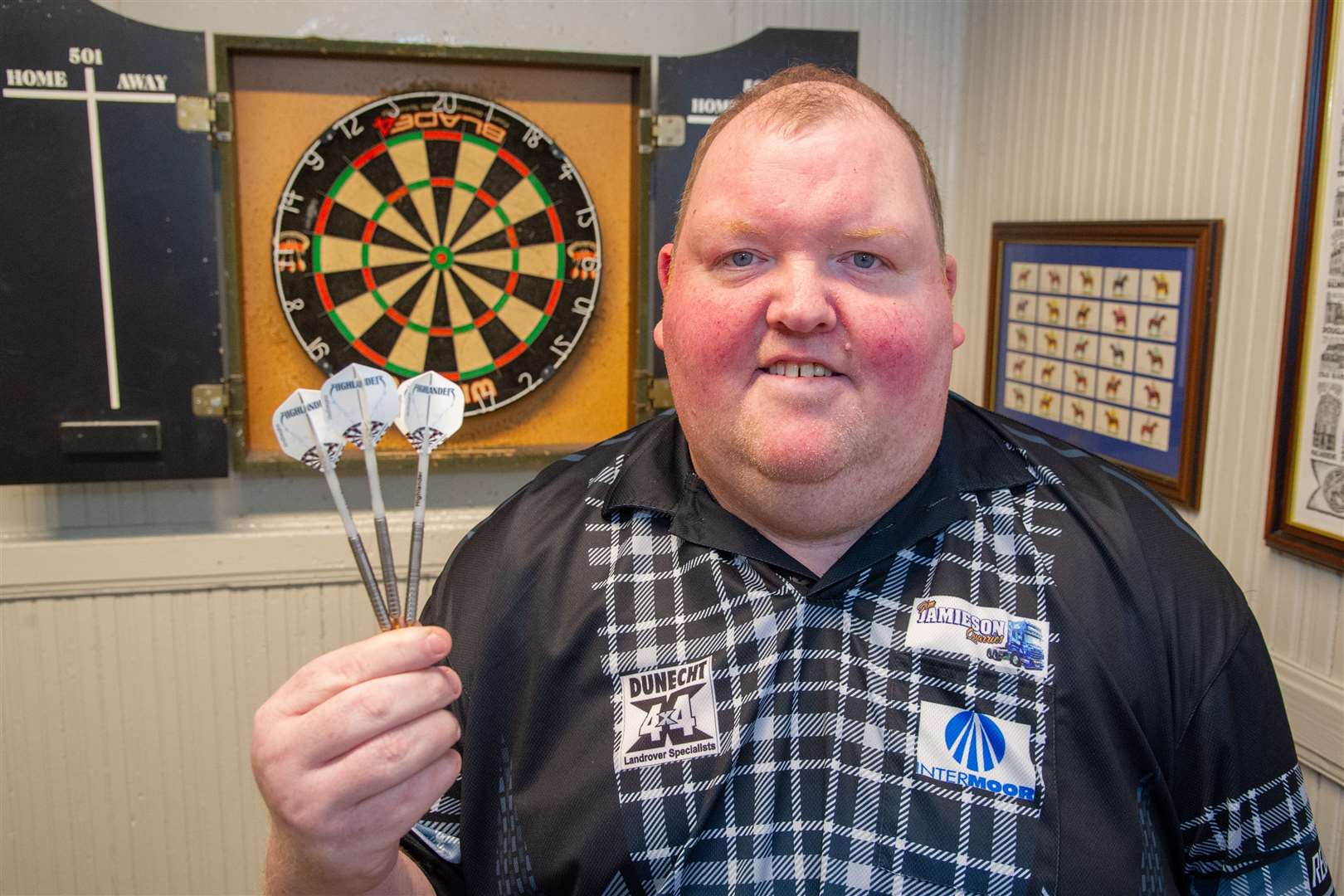 Huntly darts players have been competing online, just like their home hero John Henderson. Picture: Daniel Forsyth..