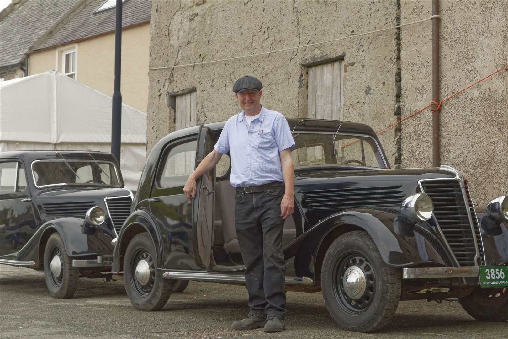 By order of the boat festival and Peaky Blinders, David Urquhart, chairman of the Scottish Traditional Boat Festival with a 1938 Renault Primaquatre car, one of two which will be on display on Saturday and Sunday, June 18-19 in Portsoy, where two episodes were filmed. Picture: J Marnoch