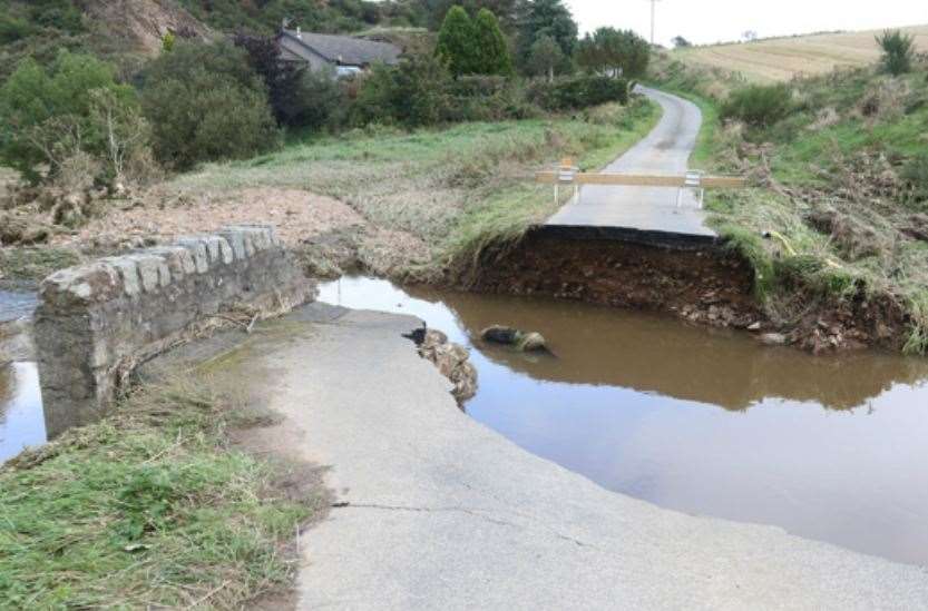 Recent floods saw bridges and roads destroyed around Turriff and King Edward.