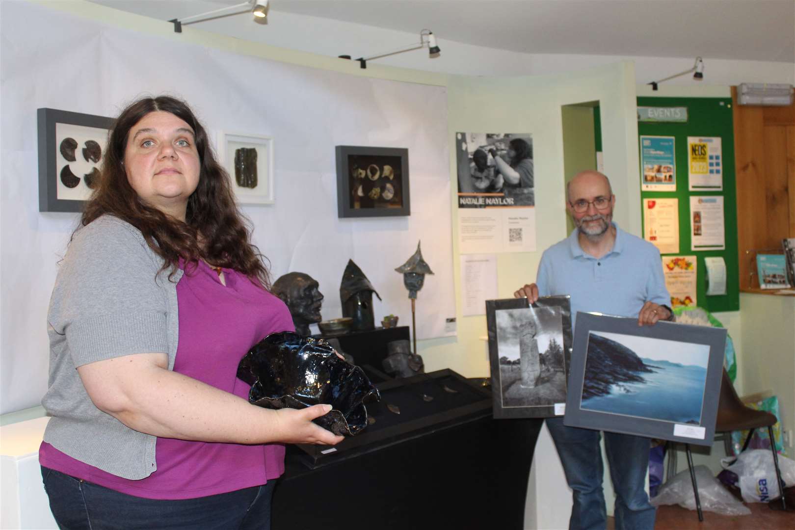 Ceramacist Natalie Naylor and photographer Richard Salway are showing their work as part of NEOS week at the Bennachie visitors centre. Picture: Griselda McGregor