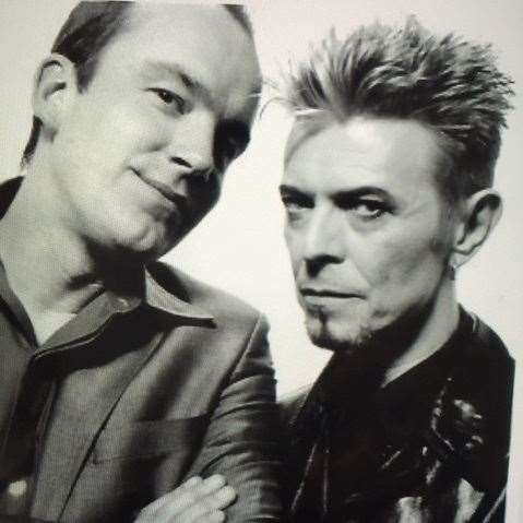 Jack Docherty and David Bowie pictured in 1997.