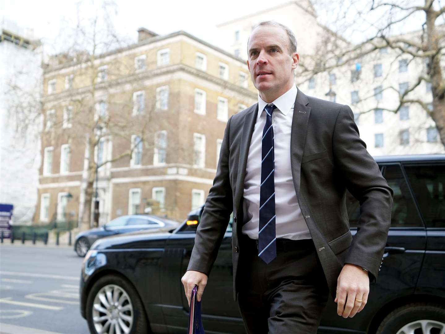 Dominic Raab arriving at the Cabinet Office in London (James Manning/PA)
