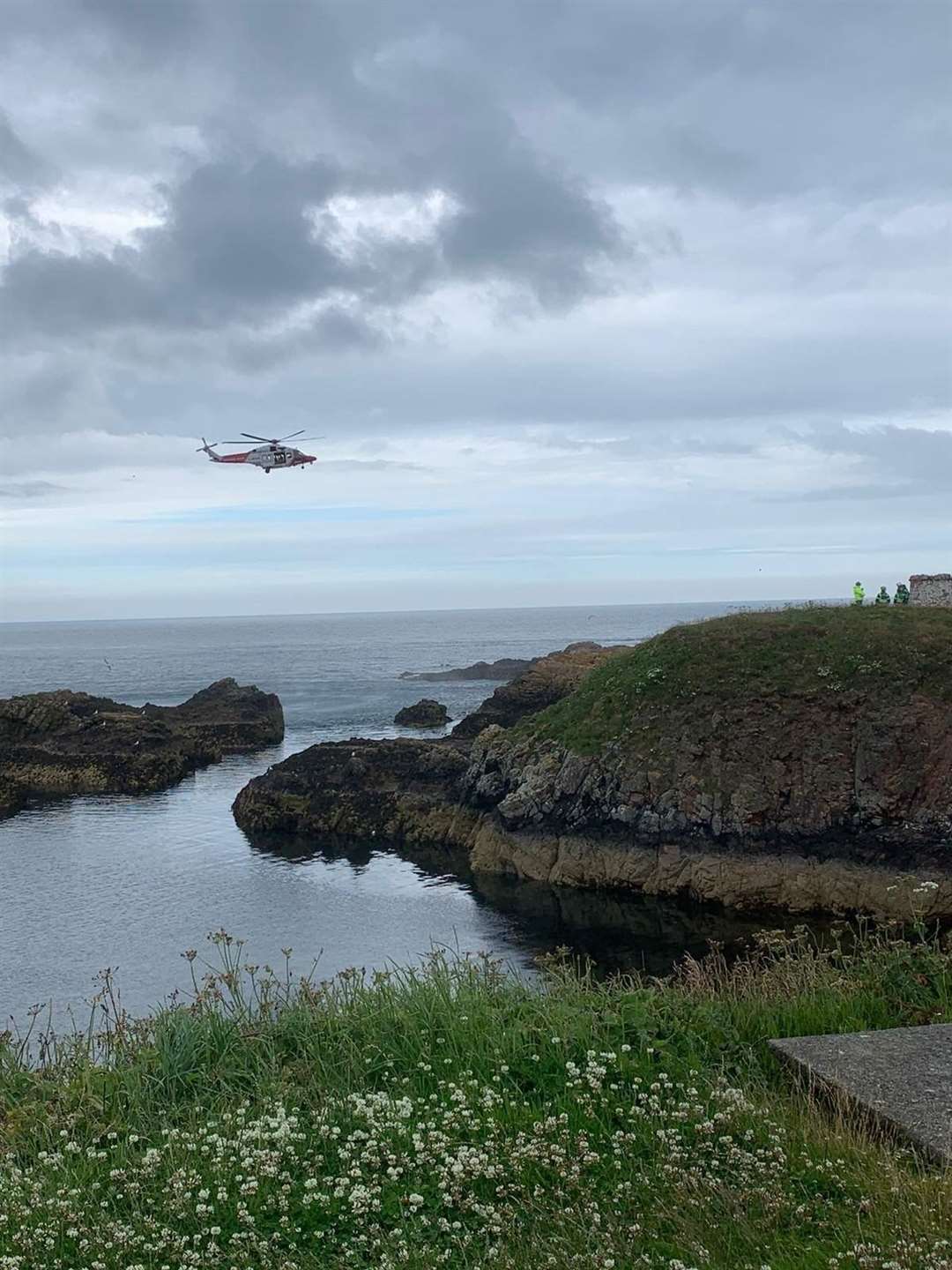 Coastguard teams were called to aid an injured youngster following an incident near Boddam lighthouse. Picture: Courtesy of HM Coastguard.