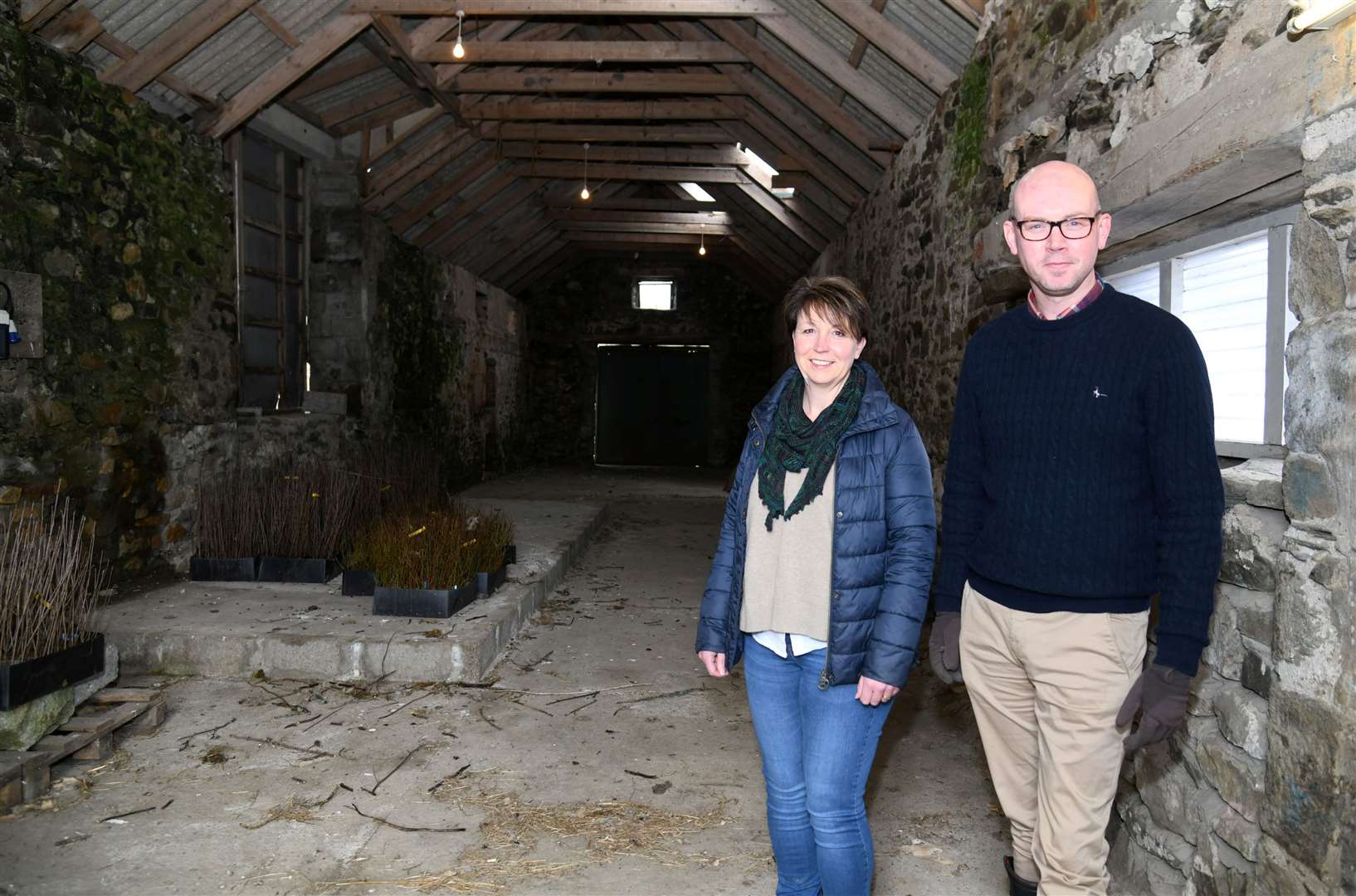 Jonathan and Sam inside what will be the new distillery. Picture: Becky Saunderson.