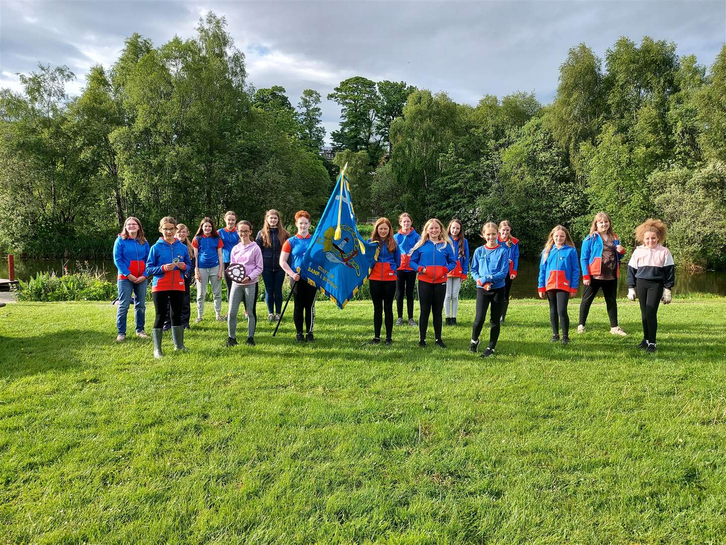Turriff Guides proudly show off the county banner.