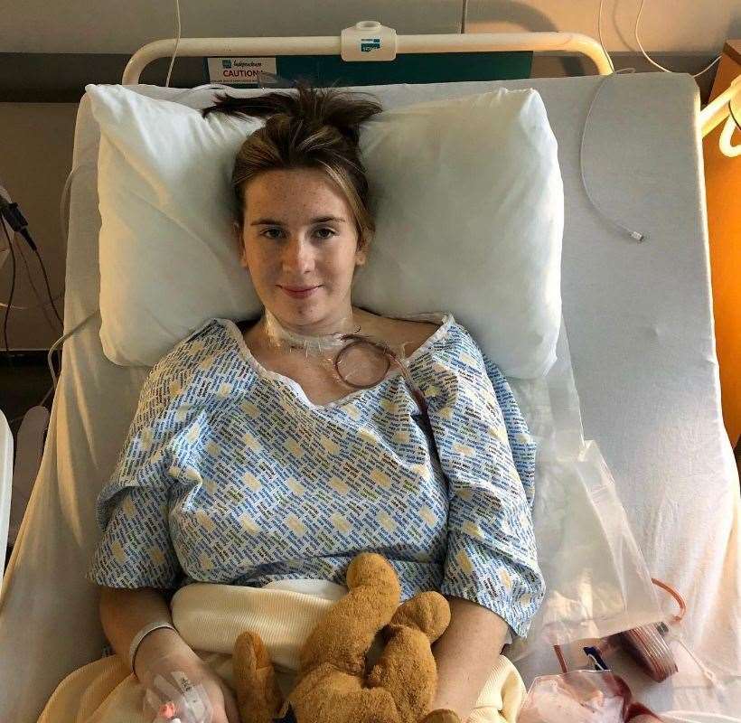 Jordan Ramsay in hospital during treatment.