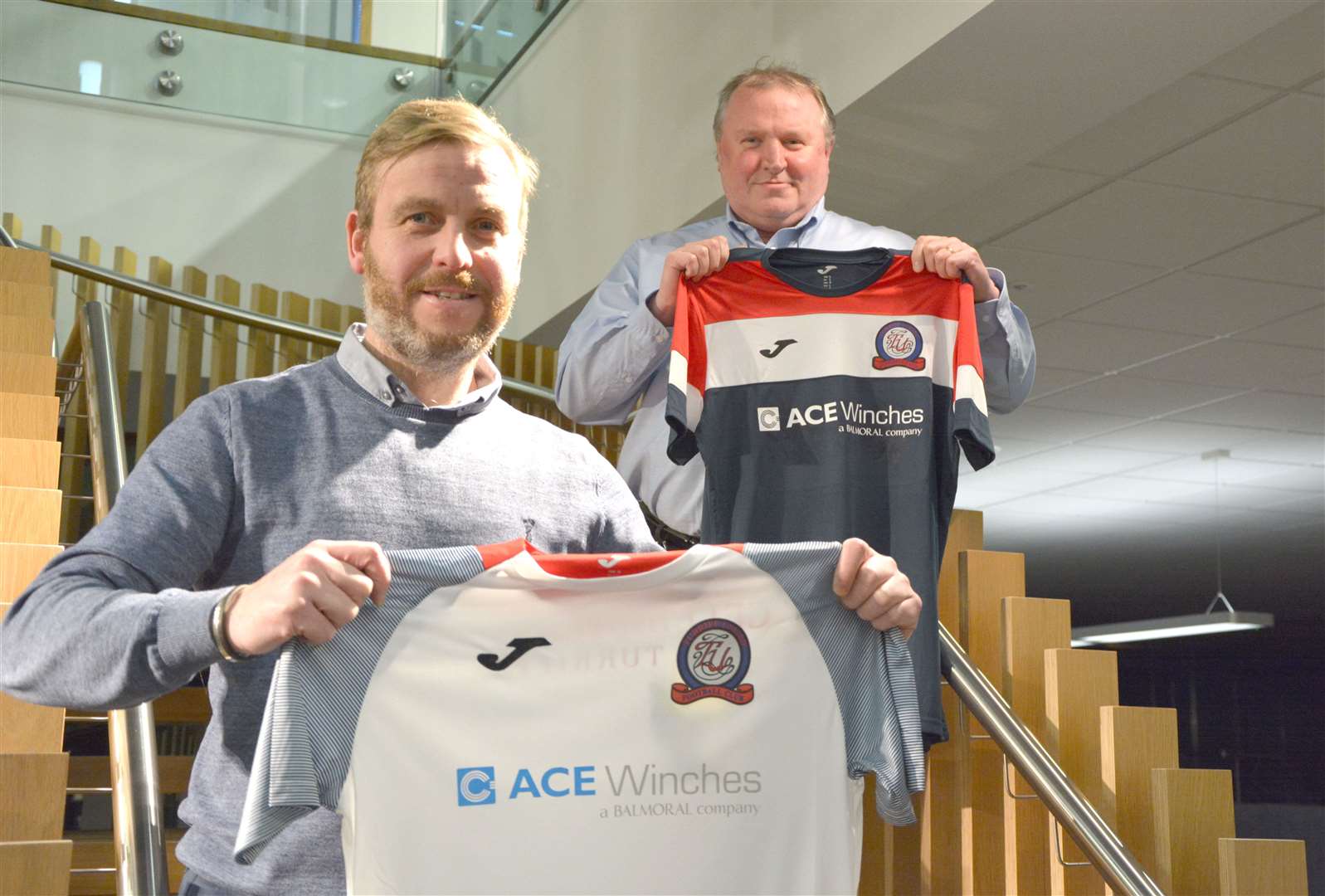 ACE Winches CEO, George Fisher with Turriff United Manager Kris