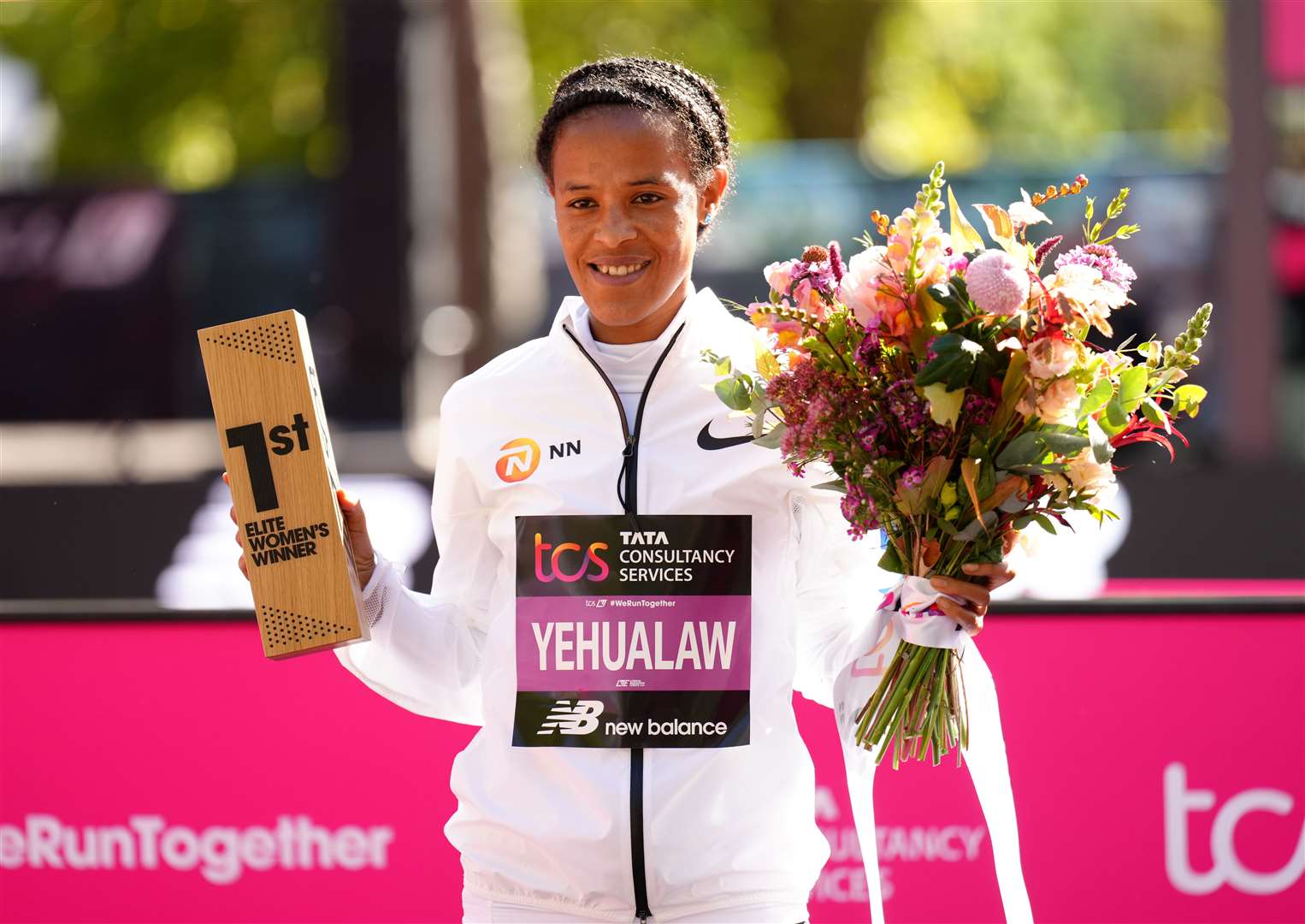 Ethiopia’s Yalemzerf Yehualaw was victorious in the last London Marathon in October (John Walton/PA)