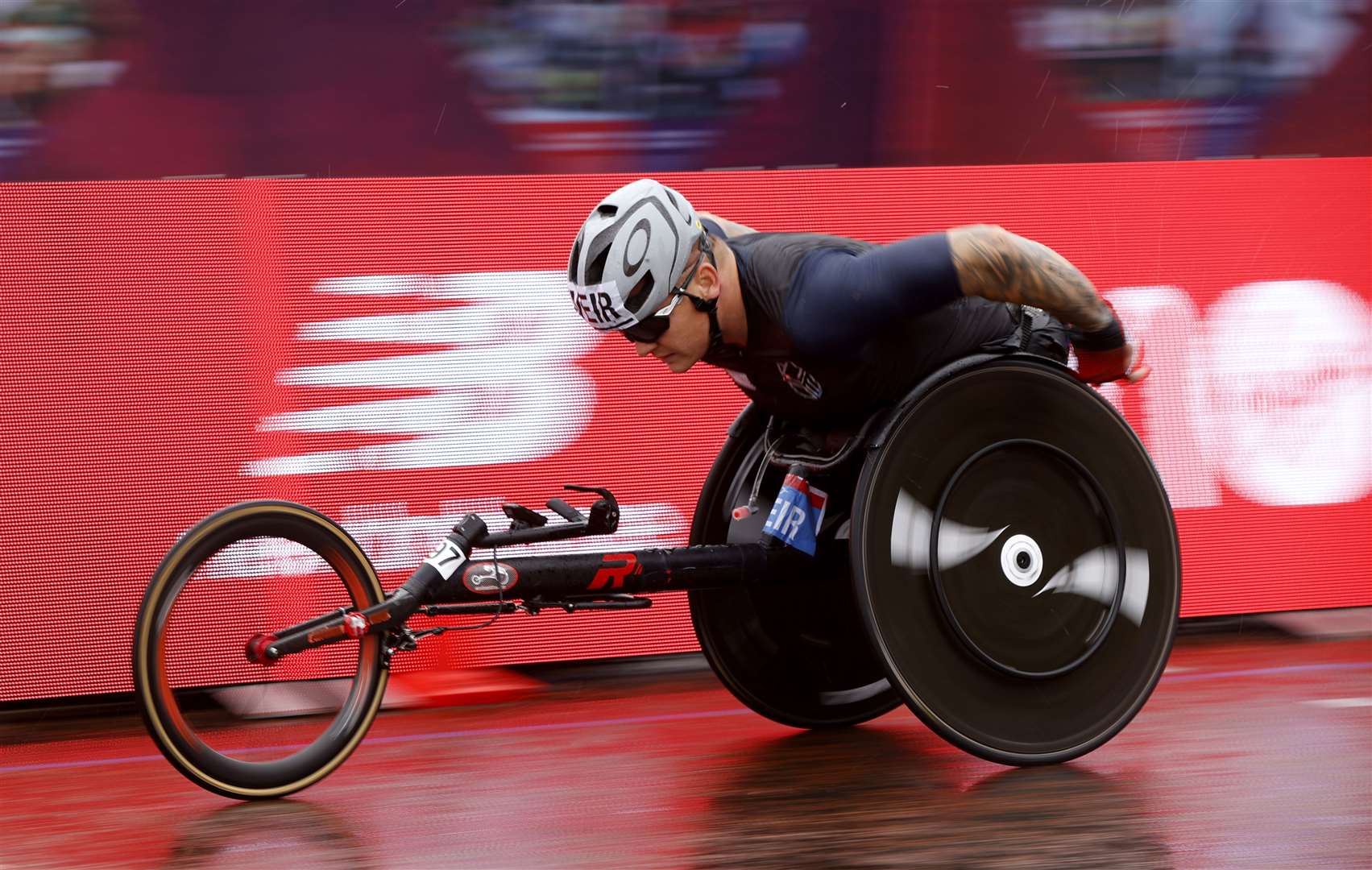 Great Britain’s David Weir in action during the elite wheelchair race (John Sibley/PA)
