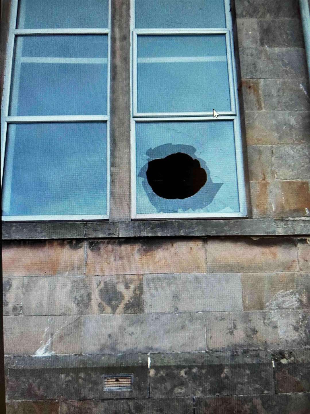 Police are appealing for information after a window was smashed at Buckie High. Picture: Police Scotland