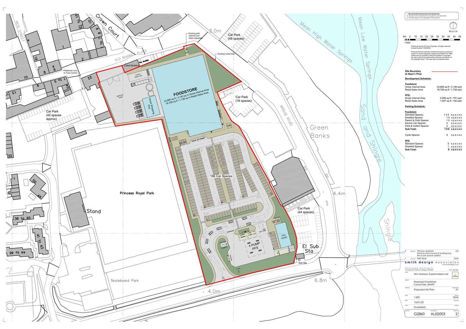 The site plan for Morrisons in Banff.