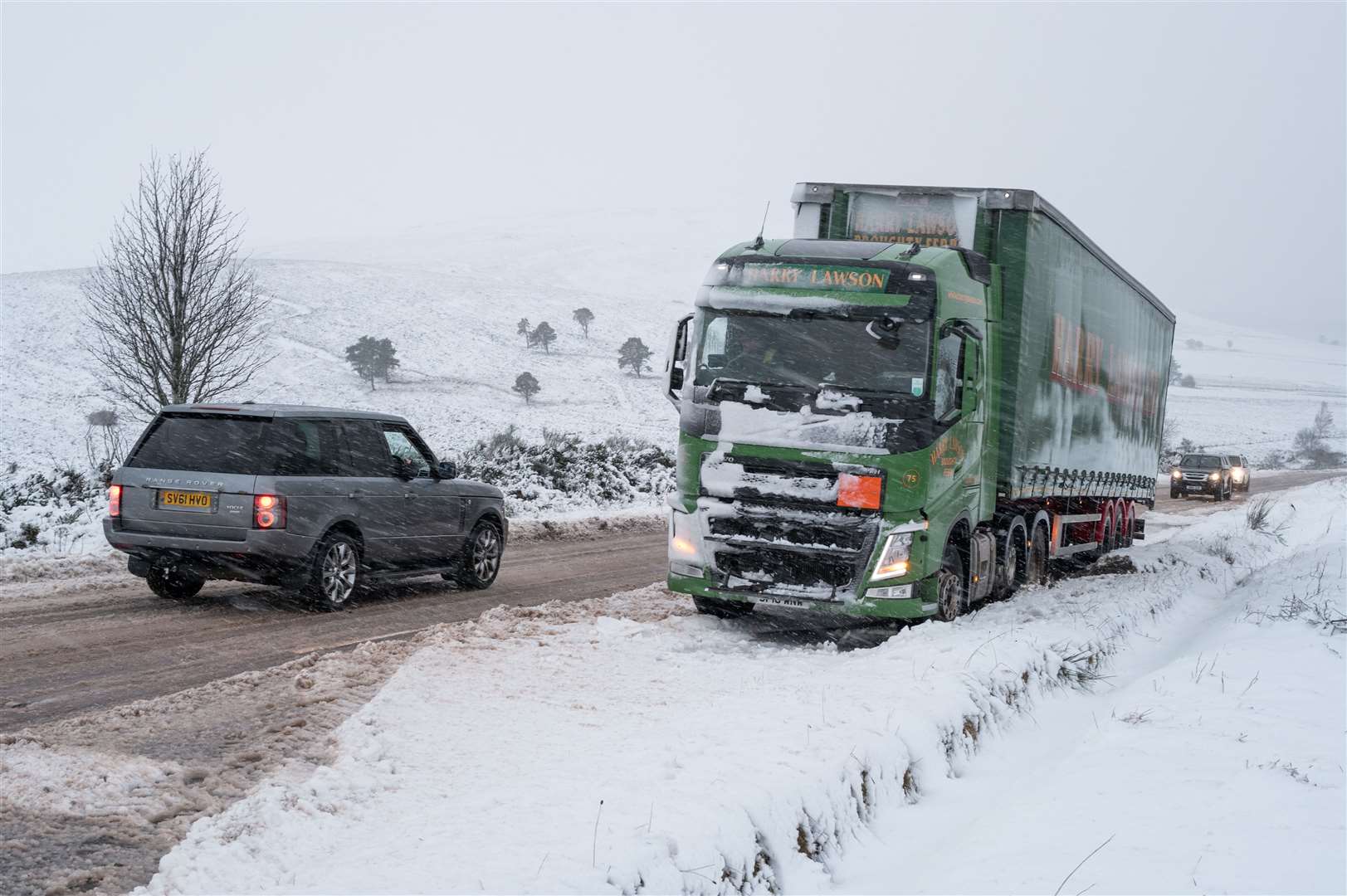 Vehicles became stuck at the Corsemaul, on the A920 Dufftown to Huntly Road...Picture: Jasperimage