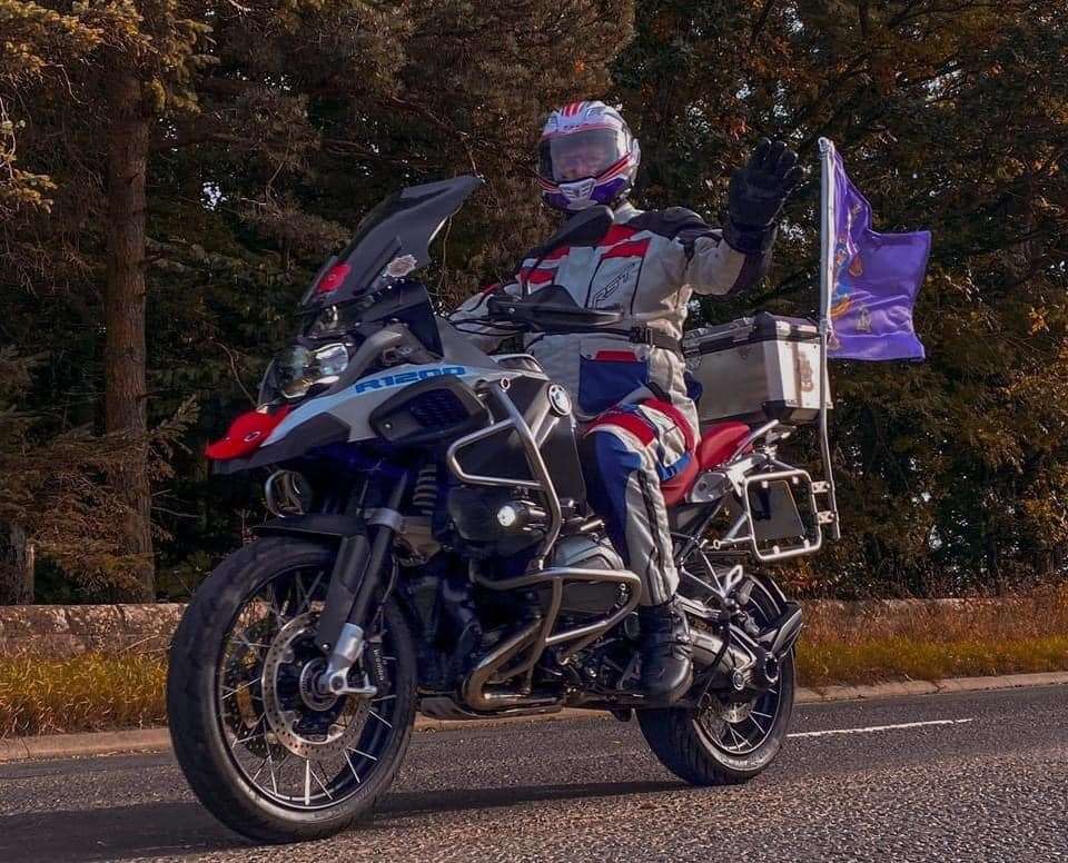 A biker on a previous RNLI charity ride.