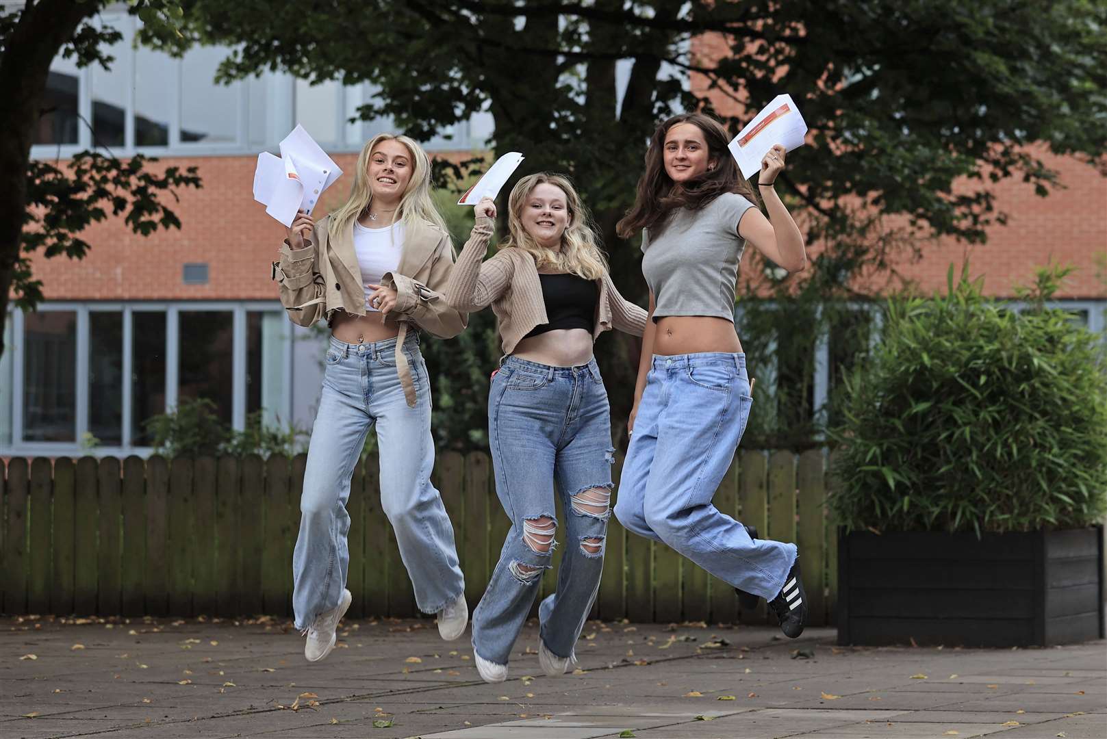 (Left-right) Ruby Devine, Rosemary Polland, and Alice Kelly could not have been happier (Liam McBurney/PA)