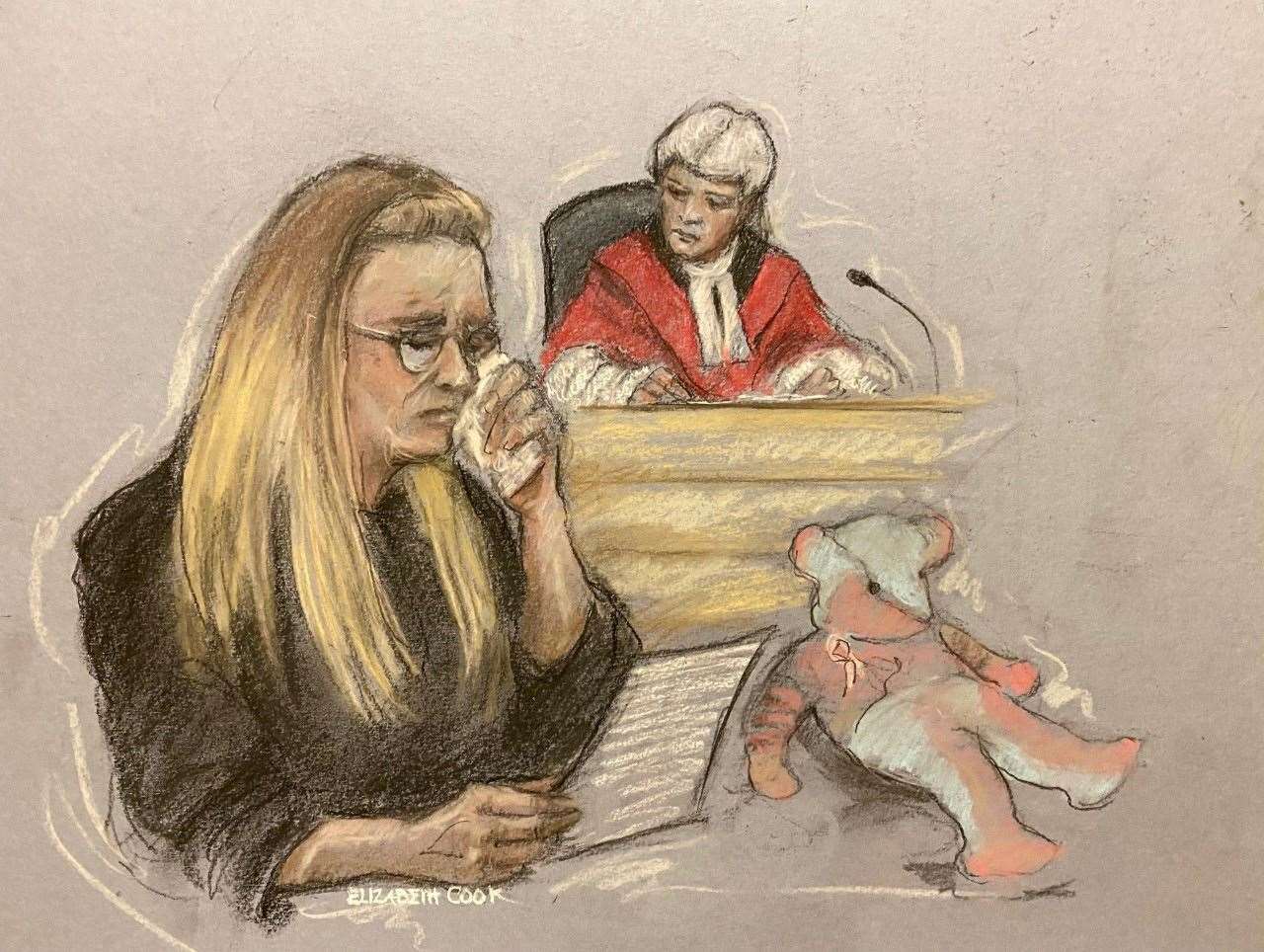 Cheryl Korbel giving her witness statement at Manchester Crown Court (Elizabeth Cook/PA)