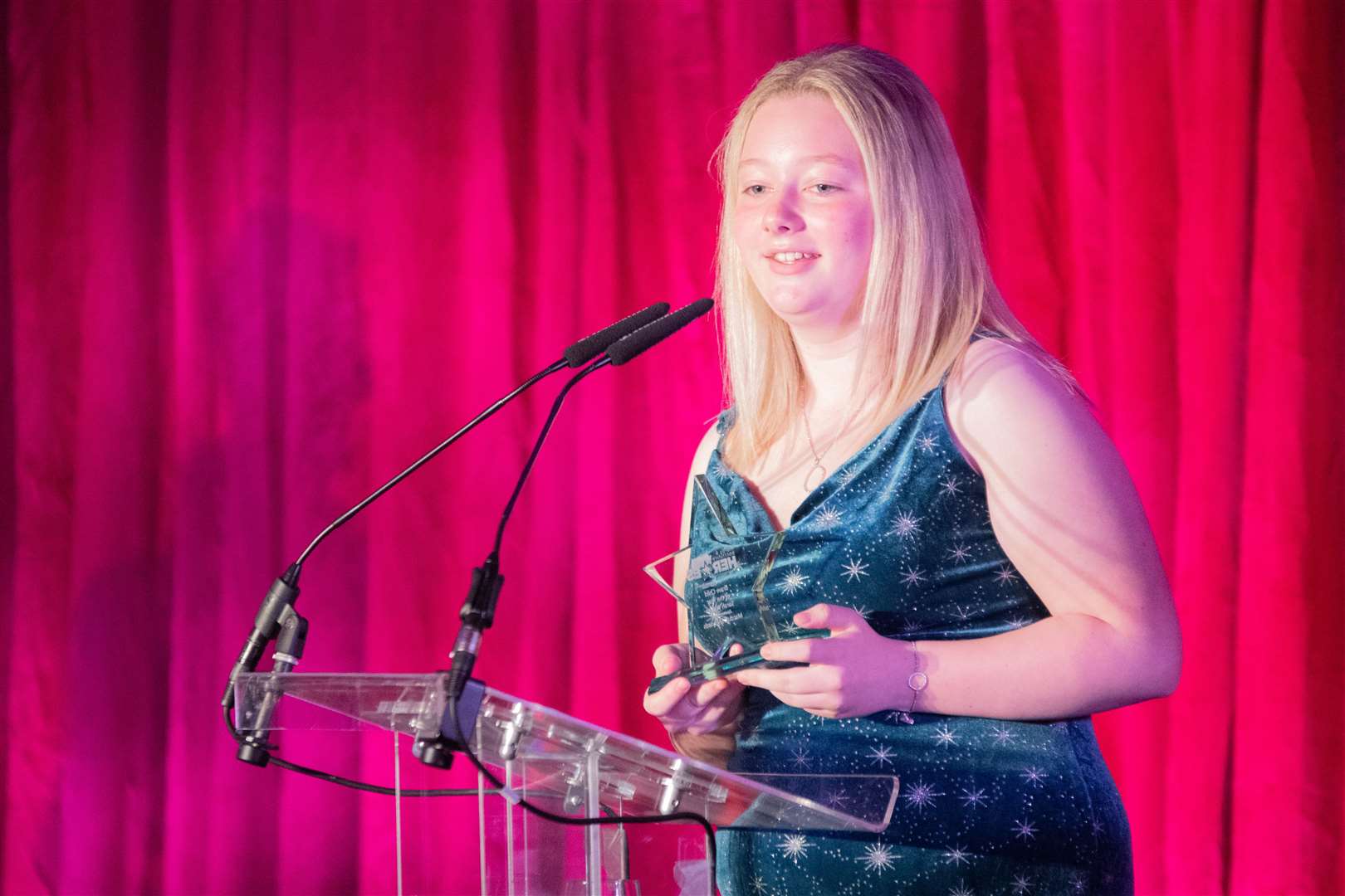Winner of the Brave Child of the Year Award Sarah Walker at the 2023 Moray and Banffshire Hero Awards. Picture: Daniel Forsyth