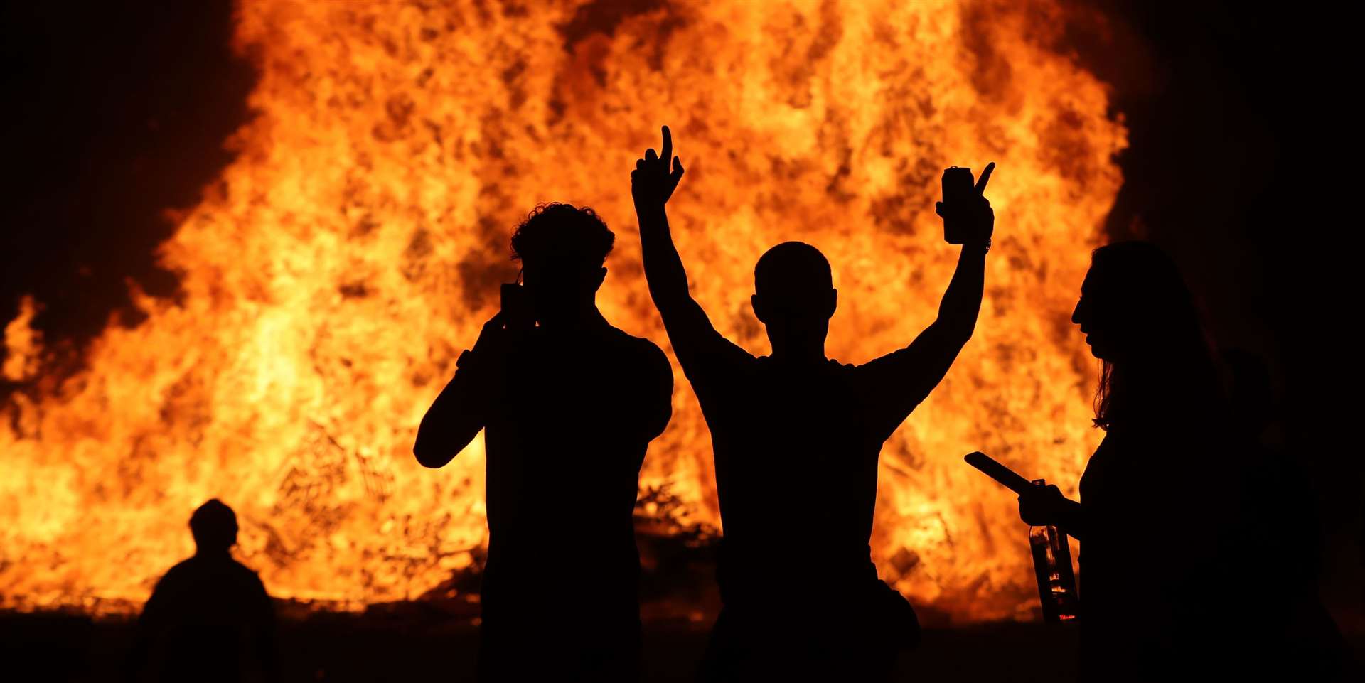 The huge bonfire at last year’s ‘Eleventh night’ in Craigyhill, Larne (Niall Carson/PA)
