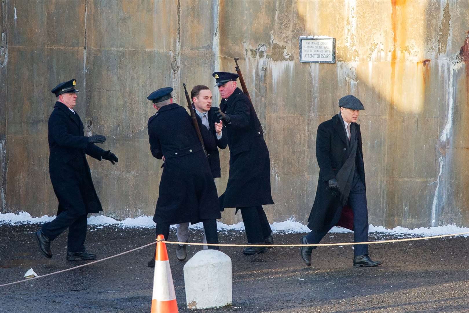 Michael Gray (played by Finn Cole) and Tommy Shelby (played by Cillian Murphy) film a scene. Picture: Daniel Forsyth.