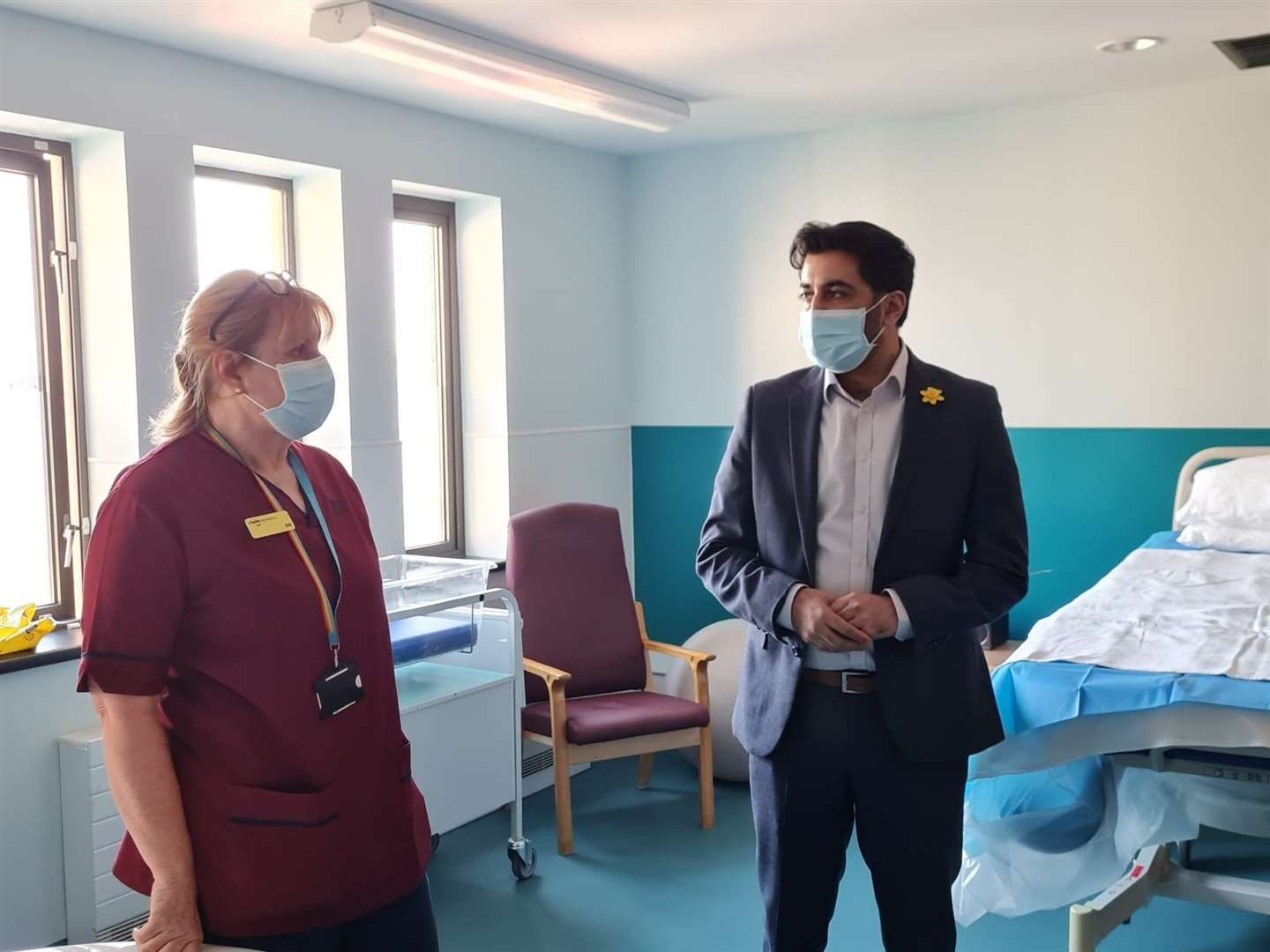 Humza Yousaf with Gill Valentine, Clinical Midwifery Manager for Maternity Services in Moray. Picture: NHS Grampian