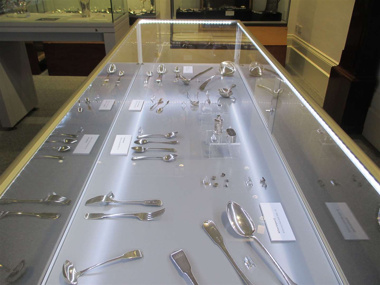 The new display cabinets are exhibiting the collection of silver connected to the area.